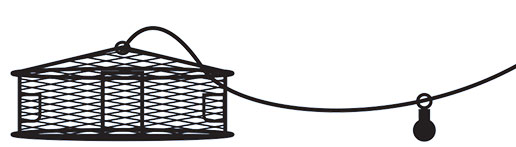 Trap with a weight attached to the line