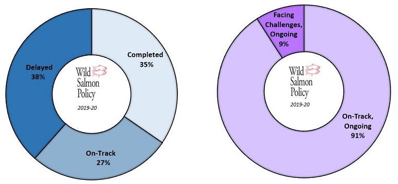 pie charts showing ontrack and ongoing activities