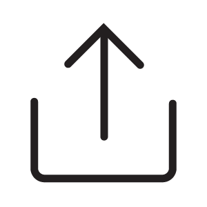 bouton d'exportation : une flèche pointant vers le haut et vers l'extérieur d'un conteneur