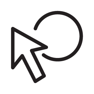 bouton de sélection du cercle : une flèche blanche survolant un cercle