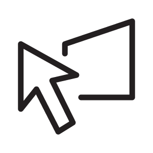 bouton select-lasso : une flèche blanche à gauche d'un rectangle partiel