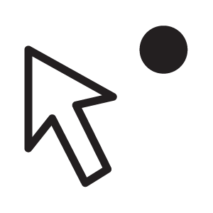 bouton de sélection : une flèche blanche à gauche d'un point noir