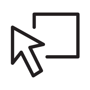 bouton « sélectionner le rectangle » : une flèche blanche survolant un rectangle