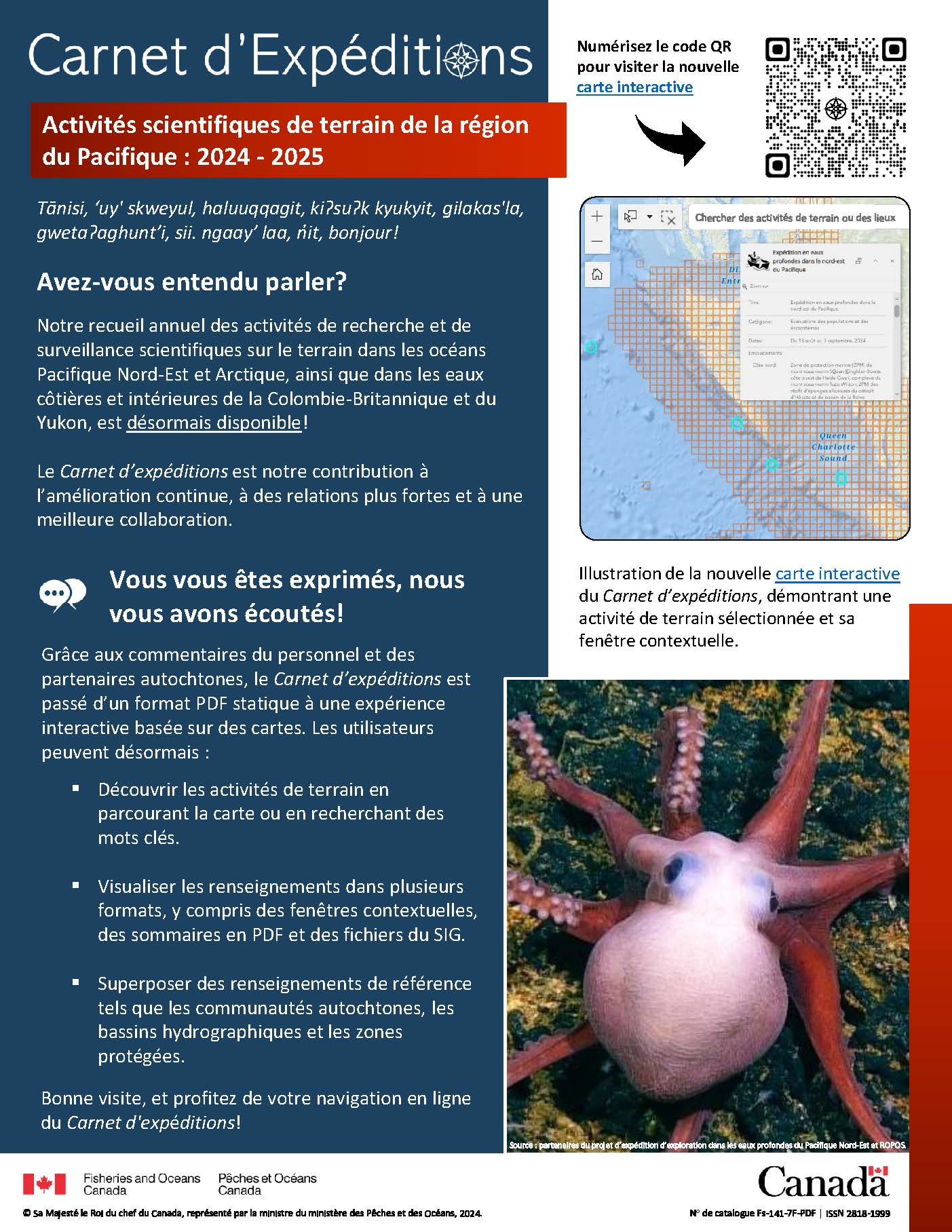 Infographic: Carnet d’expéditions activités scientifiques de terrain de la région du Pacifique : 2024 à 2025, page 1