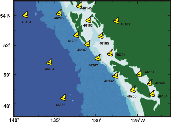 Map of buoy locations