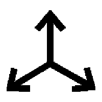 bouton de coordination : trois flèches émergeant d'un seul point