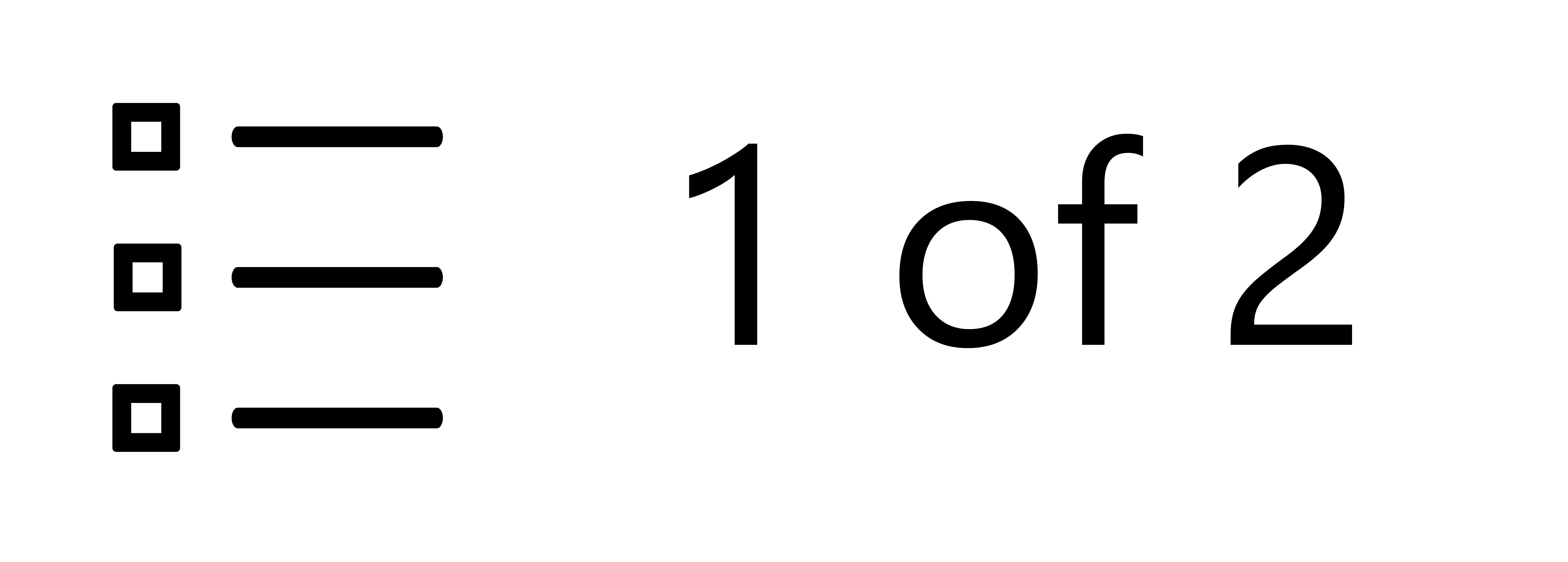 bouton de sélection de fonctionnalité : liste à puces à côté du texte « 1 sur 2 »