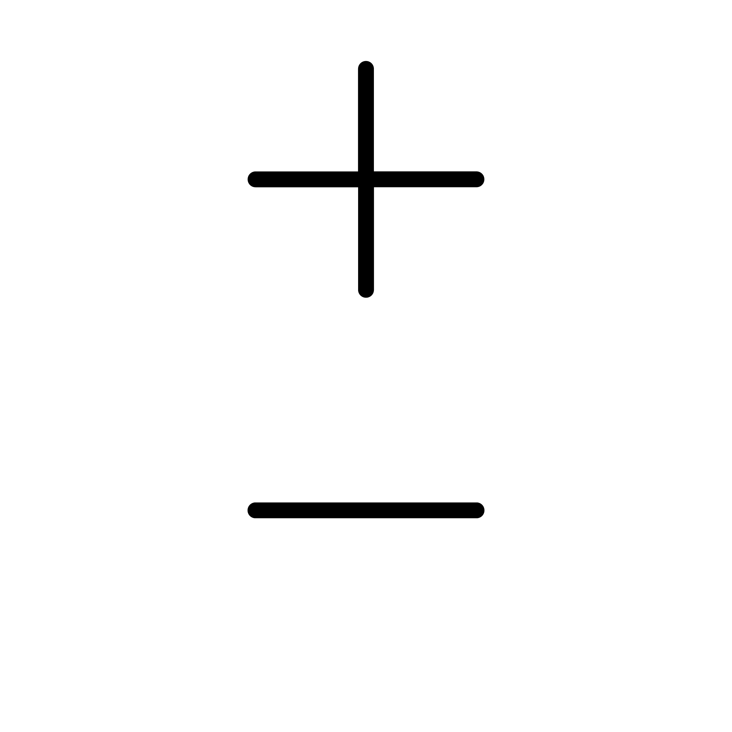 bouton de zoom : un symbole plus au-dessus d'un symbole moins