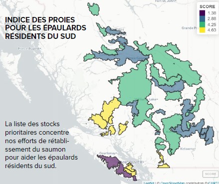 Map: Indice des proies pour les épaulards résidents du sud