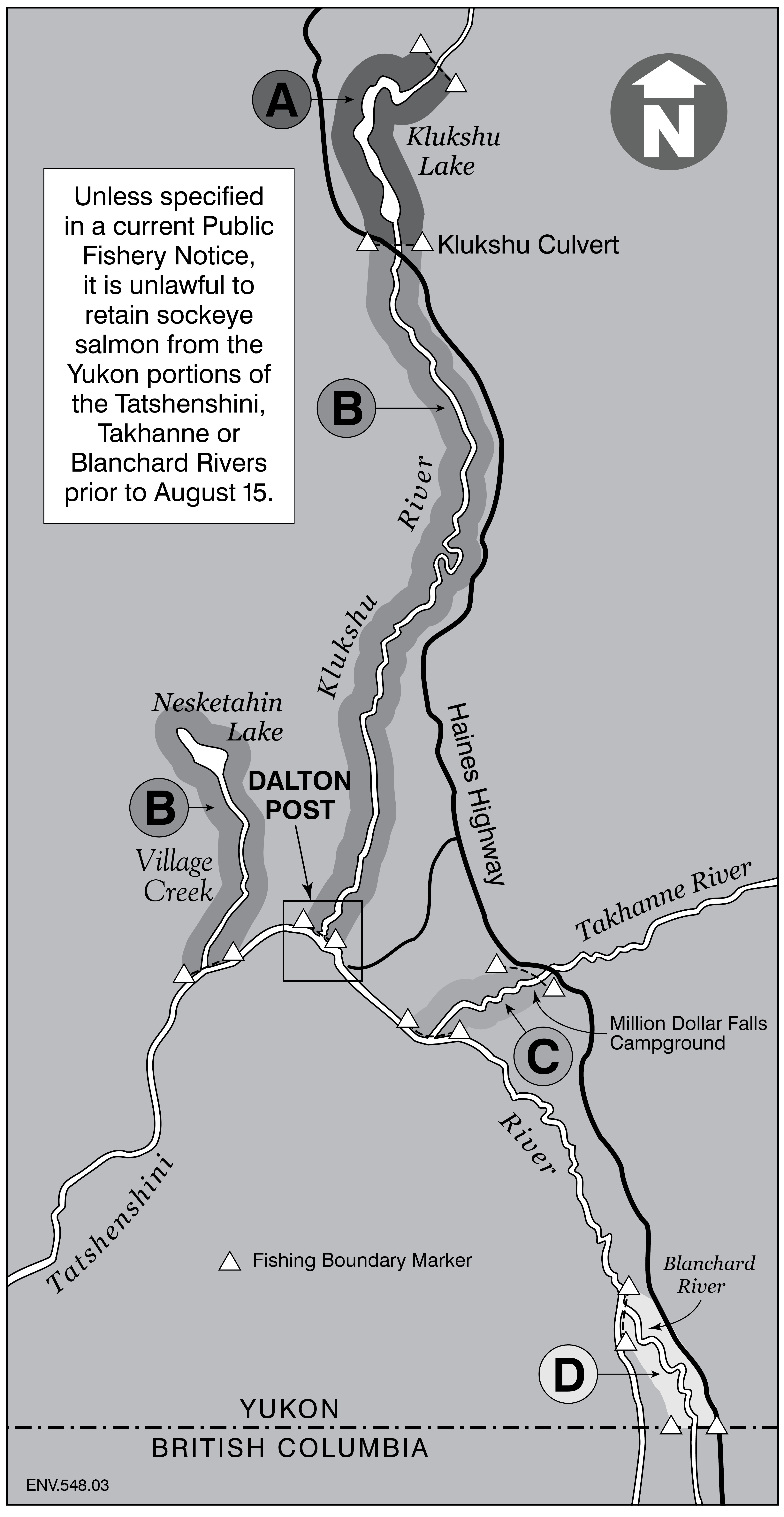 Map: Tatshenshini/Dalton Post fishing area closures