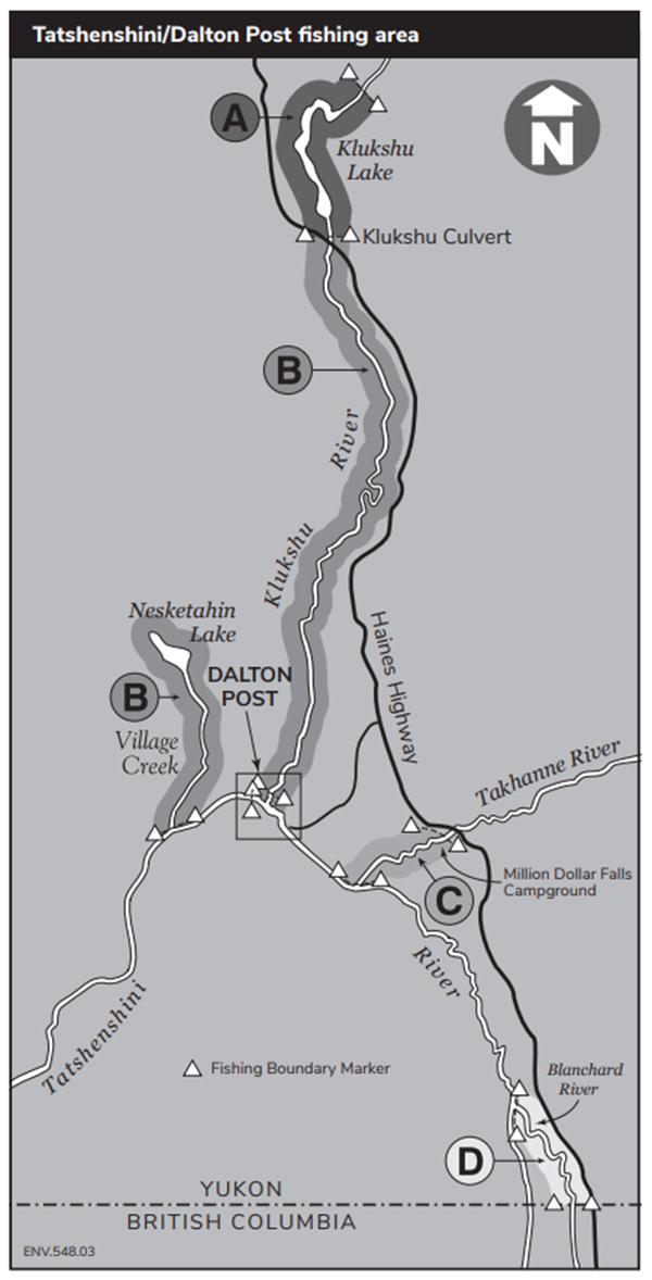 Map: Tatshenshini/Dalton Post fishing area closures